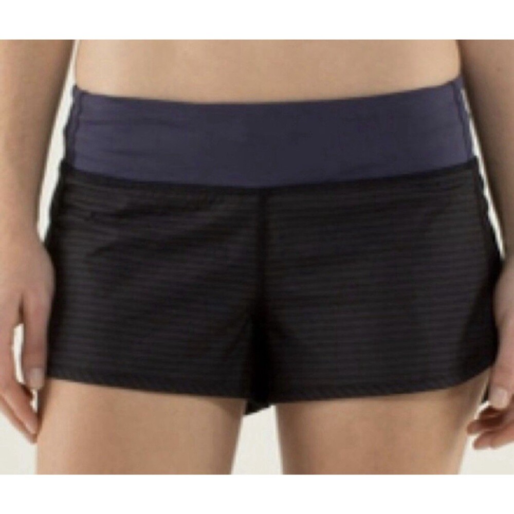 Lululemon Athletica Black & Blue Run Speed Athletic Shorts For Performance - Picture 1 of 9